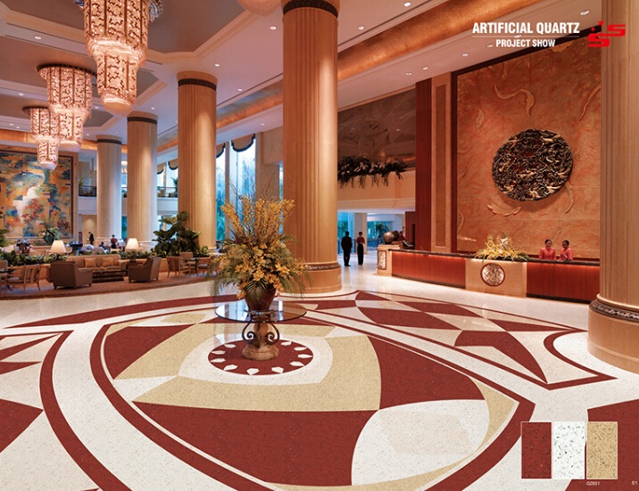 SS1816 Crystal Dark Red Engineered Stone Quartz Tiles Floor Tiles